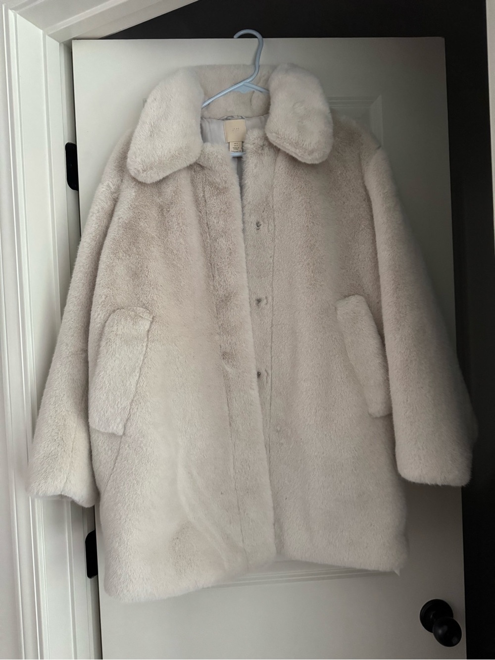 H&M Cream Plush Faux Fur Teddy Coat